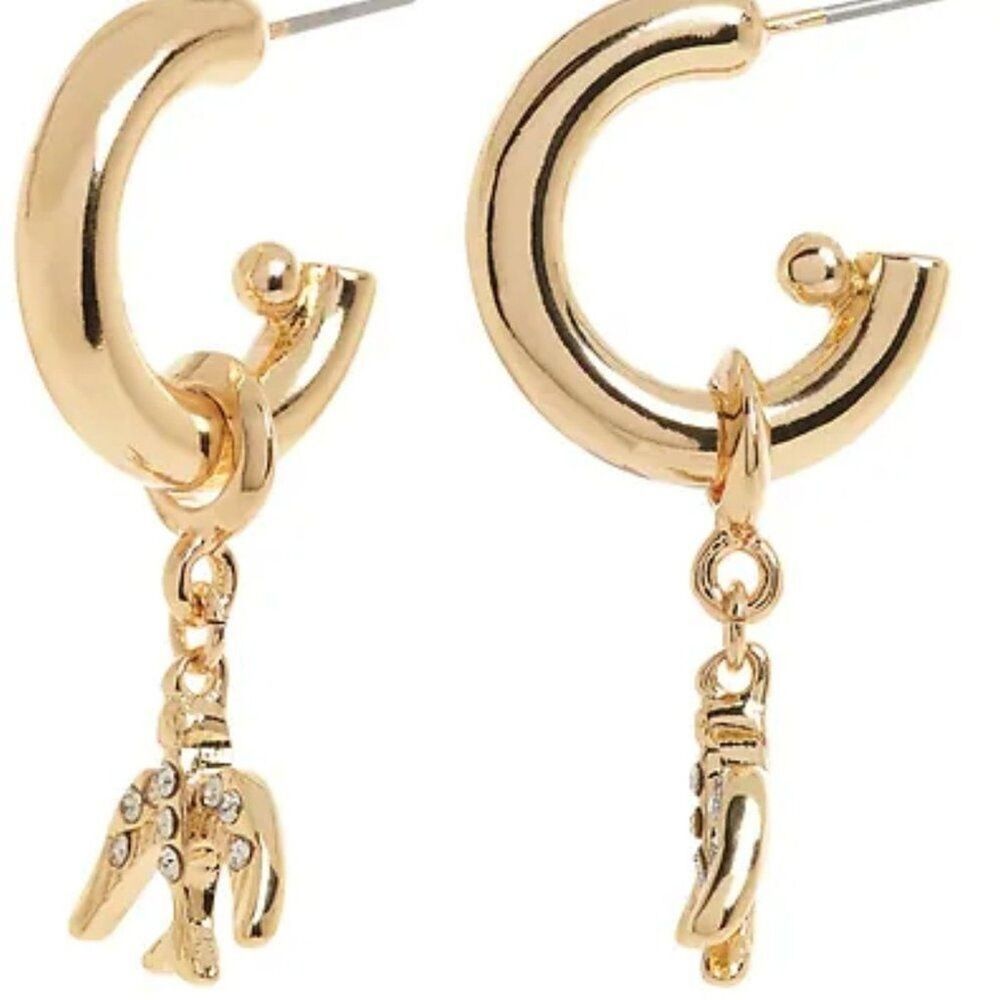 Banana Republic DROPS OF DEW OVAL Bird HOOP EARRINGS NWT 48 Gold
